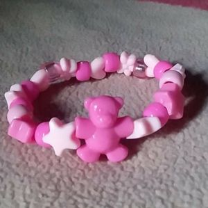 pink bear themed kandi bracelet